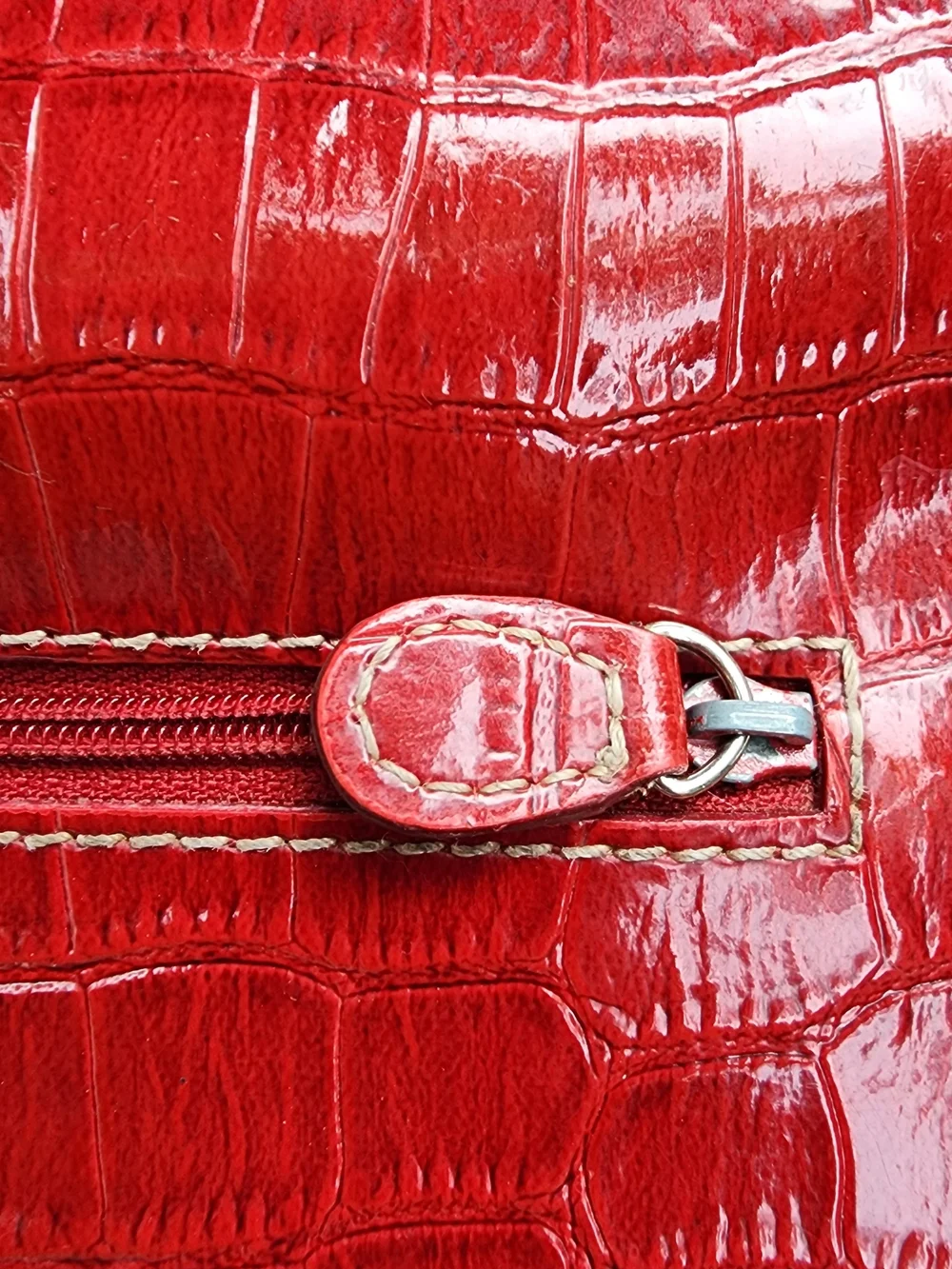 Liz Claiborne Red Crocodile Embossed Faux Leather Flap Wallet Clutch